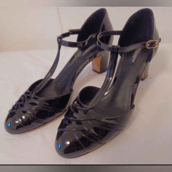 Dolce & gabbana patent t strap mid heel black size 40 - Picture 2 of 7